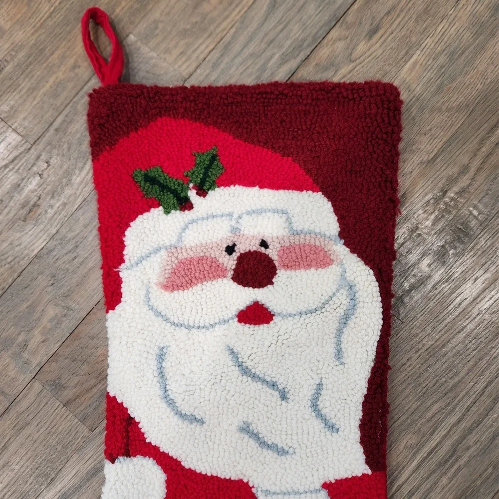 Wool Latch Hook Full‎ Size Christmas Stocking St Nicholas Jolly Santa Claus